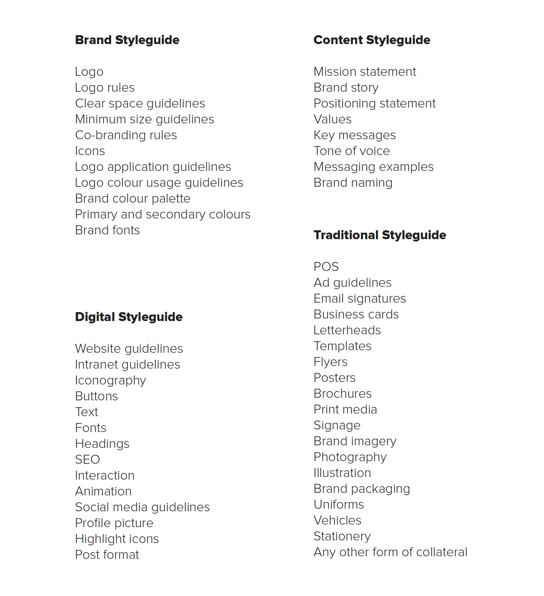 Styleguide Inclusion List