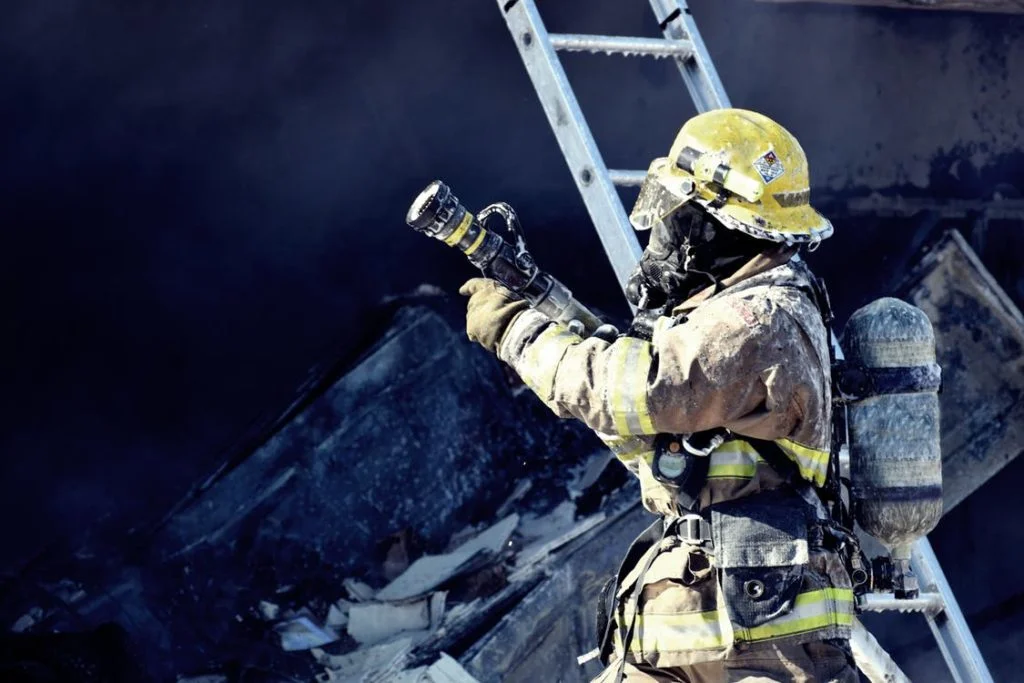 Firefighter in Action Fighting Bushfire