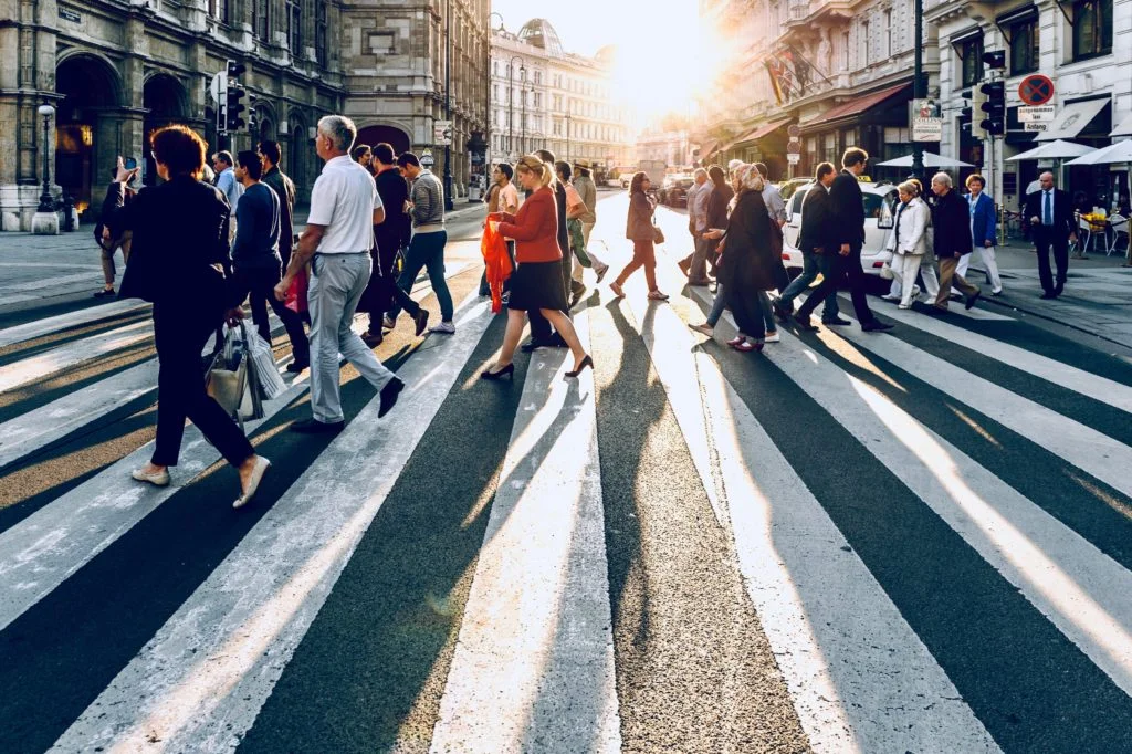 People Walking on Crossroad