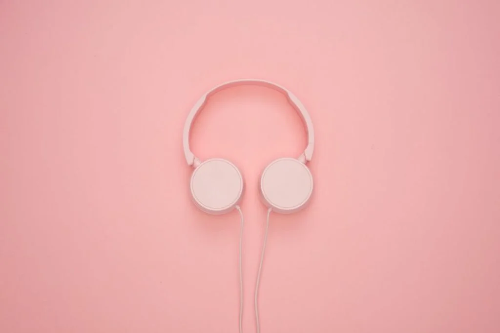 Pink Headphones on Pink Background